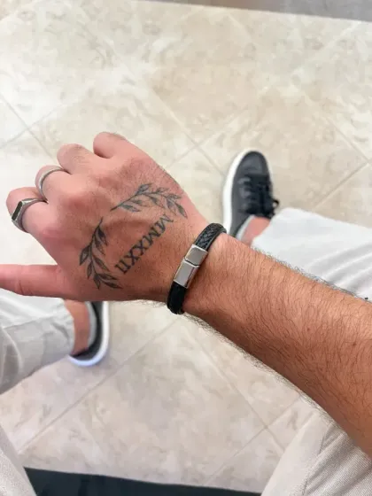 Pulsera de Cuero Trenzada Negro