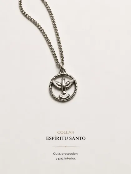 Collar Esp&iacute;ritu Santo Plateado