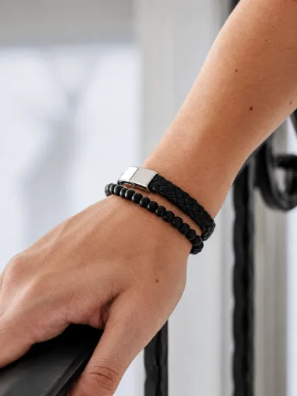 Pulsera Trenzada con Cierre Magn&eacute;tico Plateado