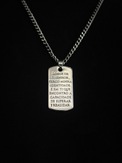 Collar Placa Huella Plateado