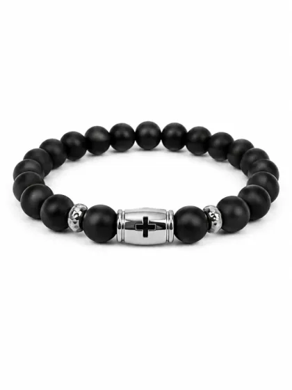Pulsera Cross Plateada de Piedras Murano