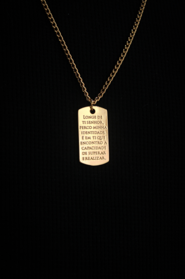 Collar Placa Huella Dorado