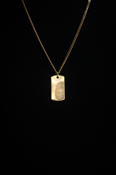 Collar Placa Huella Dorado