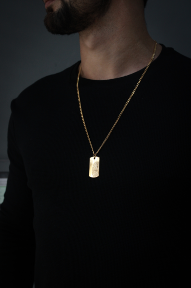 Collar Placa Huella Dorado