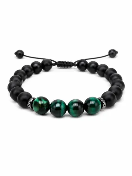 Pulsera de Piedras Ojo de Tigre Verde & Murano