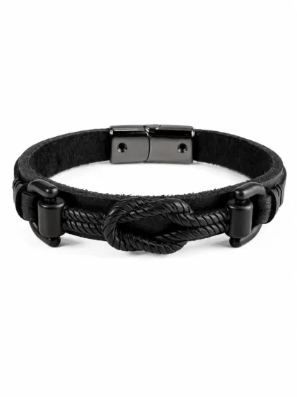 Pulsera de Cuero Nudo Negro