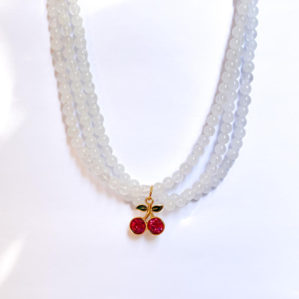Collar de Pidras Jade Cereza