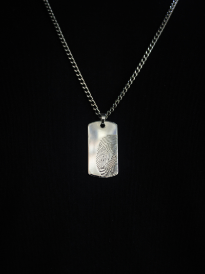 Collar Placa Huella Plateado