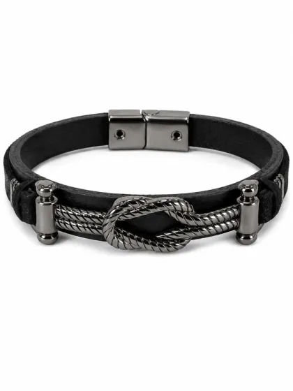 Pulsera de Cuero Nudo Grafito