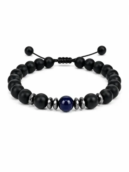 Pulsera de Piedras Murano Hematita & Ojo de Tigre Azul