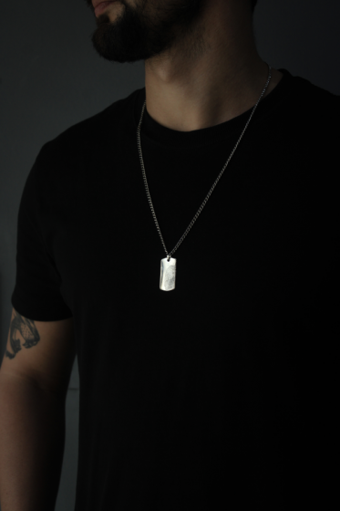 Collar Placa Huella Plateado