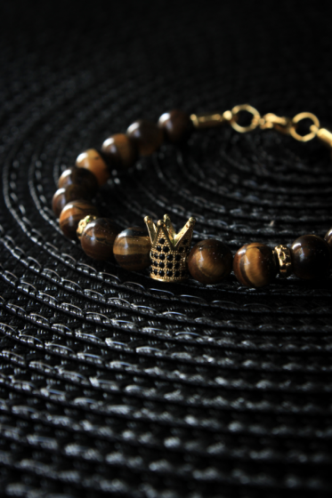 Pulsera King de Piedras Ojo de Tigre Marrón