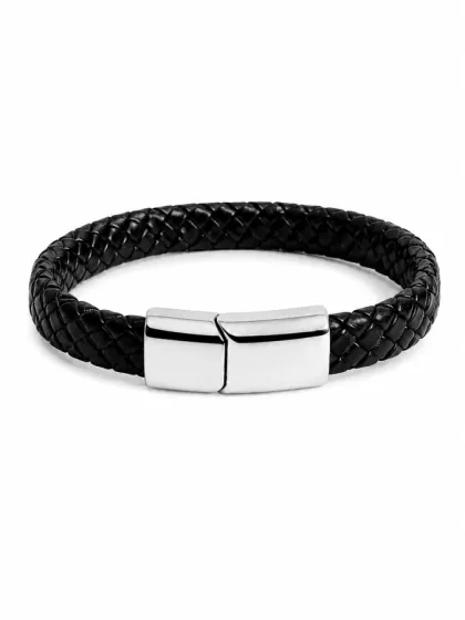 Pulsera Trenzada con Cierre Magn&eacute;tico Plateado