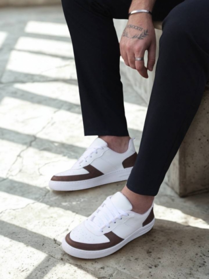 Sneaker Blanco Con Marr&oacute;n