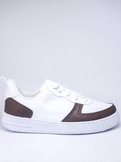 Sneaker Blanco Con Marr&oacute;n