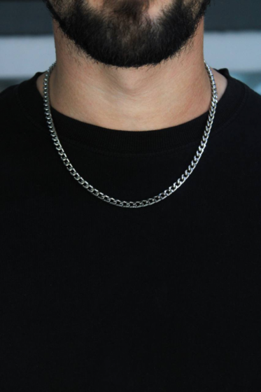 Collar Cubana Plateado 5mm