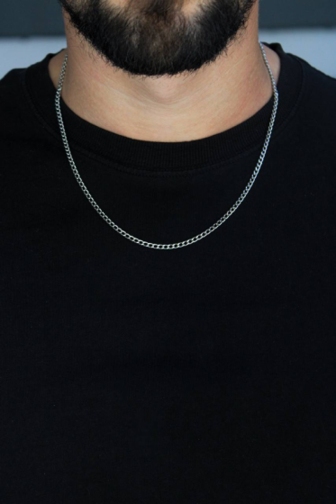 Collar Cubana Plateado 3mm
