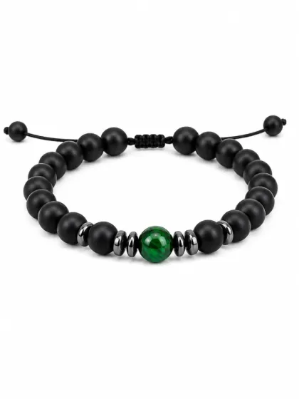 Pulsera de Piedras Murano Hematita & Ojo de Tigre Verde