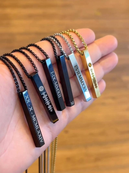 Collar Barra Personalizada Plateado