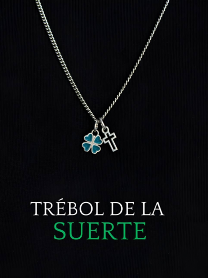 Collar Tr&eacute;bol de la Suerte Plateado