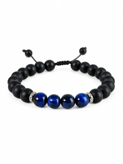 Pulsera de Piedras Ojo de Tigre Azul & Murano