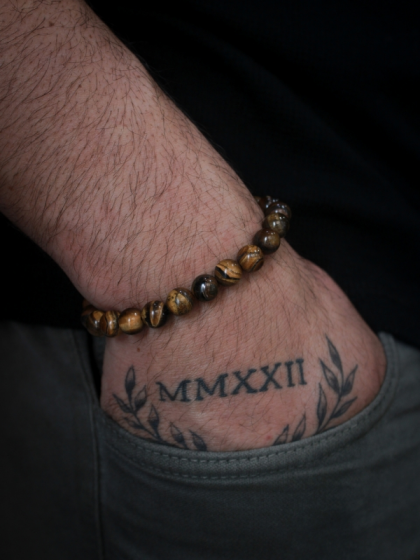 Pulsera de Piedras Ojo de Tigre Marr&oacute;n
