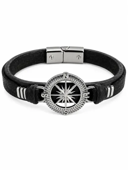 Pulsera de Cuero Brujula Grafito