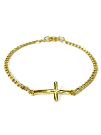 Pulsera Minimalista Cruz Dorada