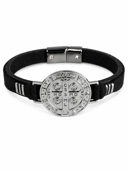 Pulsera de Cuero San Benito Grafito