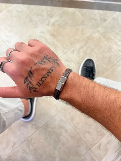 Pulsera de Cuero Trenzada Marr&oacute;n