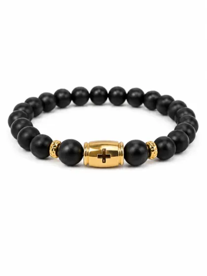 Pulsera Cross Dorado de Piedras Murano