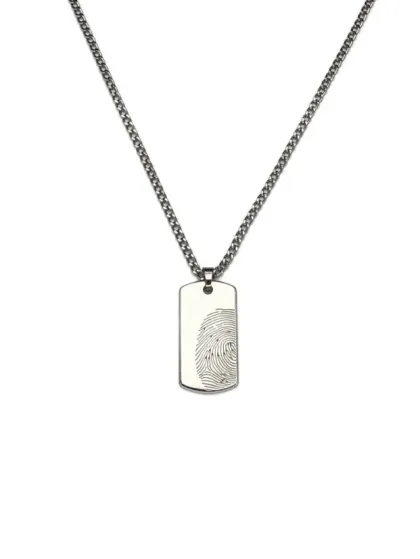 Collar Placa Huella Plateado