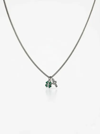 Collar Tr&eacute;bol de la Suerte Plateado