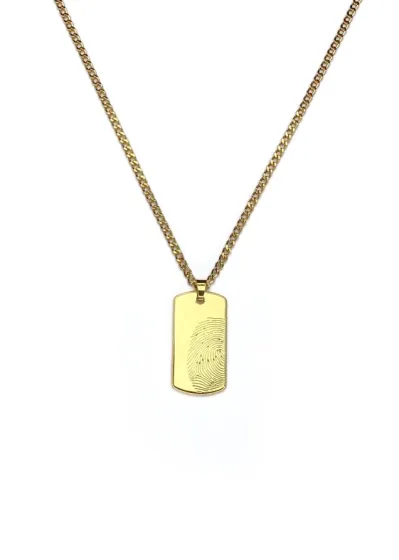Collar Placa Huella Dorado