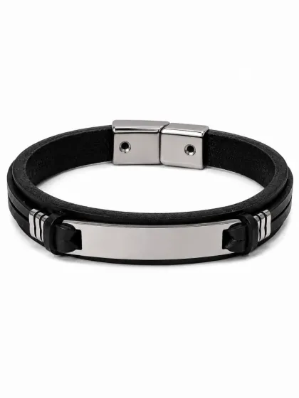 Pulsera de Cuero Placa Minimalista