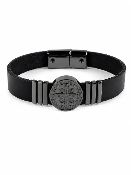 Pulsera de Cuero San Benito Grafito Minimalista