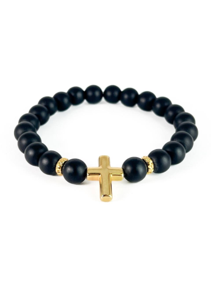 Pulsera Cruz Dourado de Piedras Murano